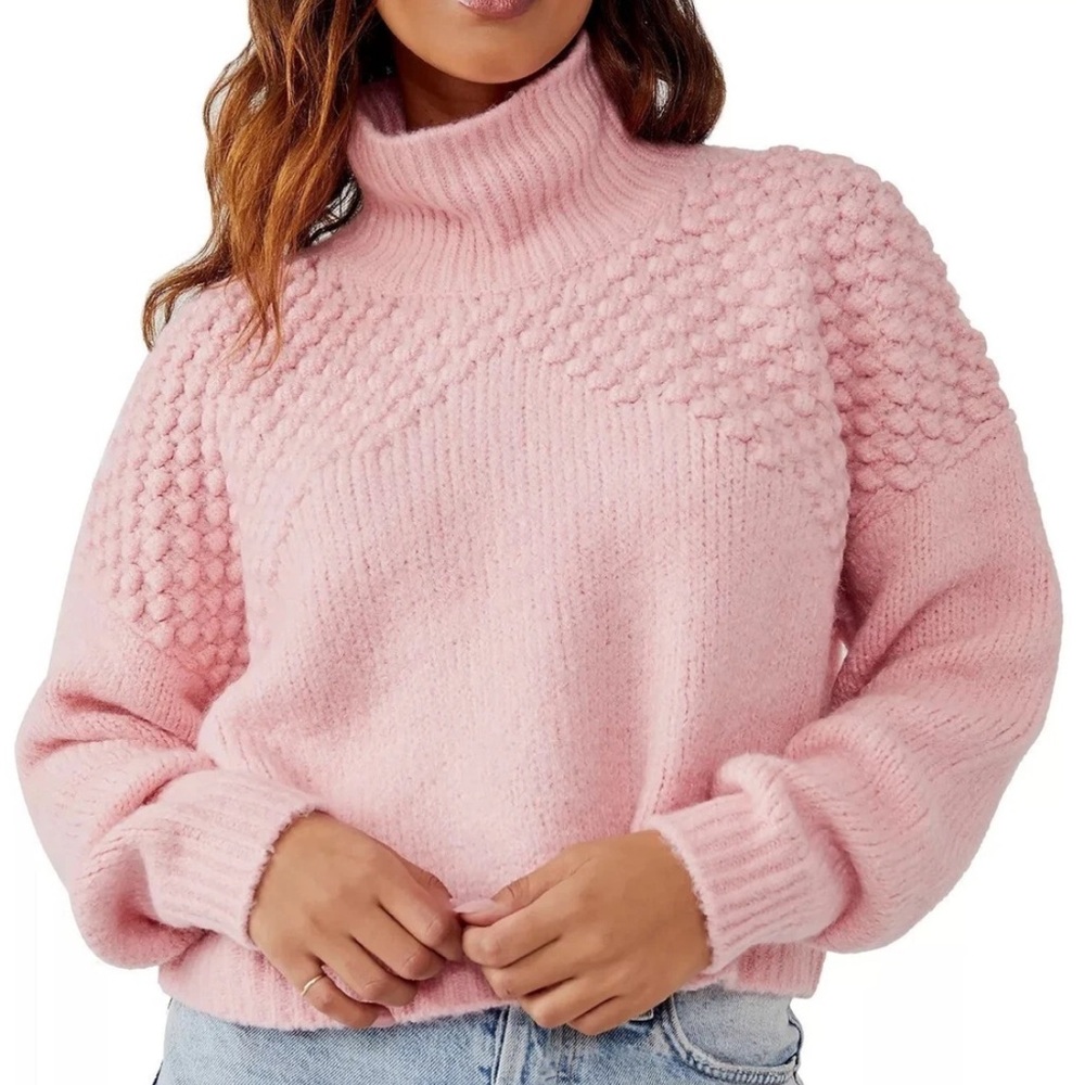Free People Soft Pink Cowl Neck Sweater